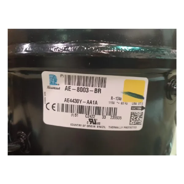 COMPRESOR HERMETICO TECUMSEH BRASIL 1/4HP AE4430Y  R134A 110V - Imagen 3
