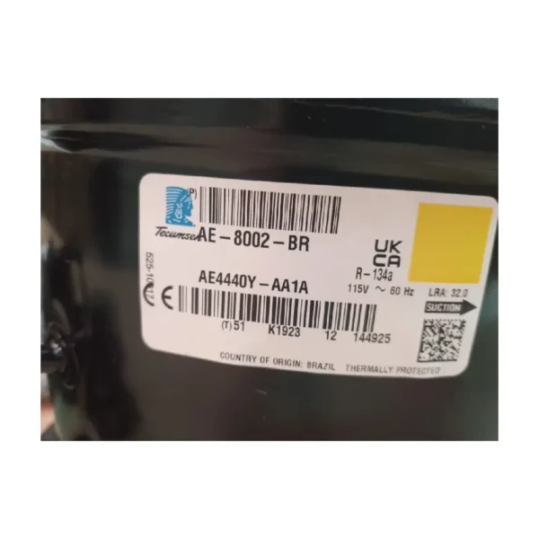 COMPRESOR HERMETICO TECUMSEH BRASIL 1/3HP AE4440Y  R134A 110V - Imagen 3