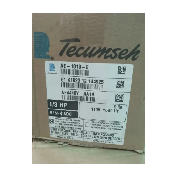 COMPRESOR HERMETICO TECUMSEH BRASIL 1/3HP AE4440Y  R134A 110V - Imagen 2
