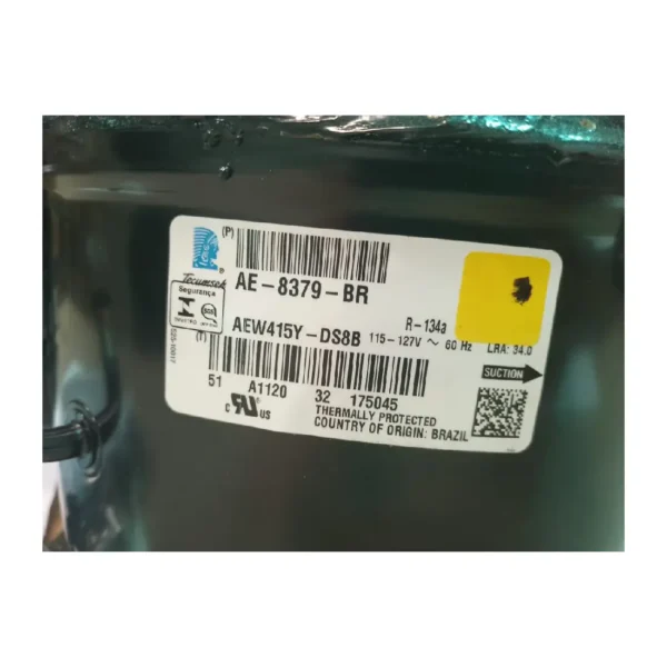 COMPRESOR HERMETICO TECUMSEH BRASIL 1/2HP AEW415Y  R134A 110V - Imagen 3