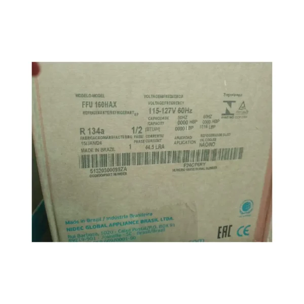 COMPRESOR HERMETICO EMBRACO 1/2HP FFU 160HAX R134 110V - Imagen 2