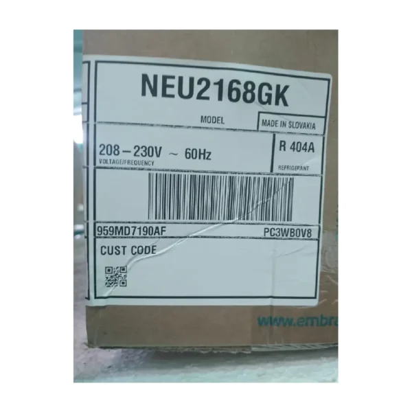 COMPRESOR HERMETICO EMBRACO 3/4HP NEU2168GK R404 110V O 220V - Imagen 2