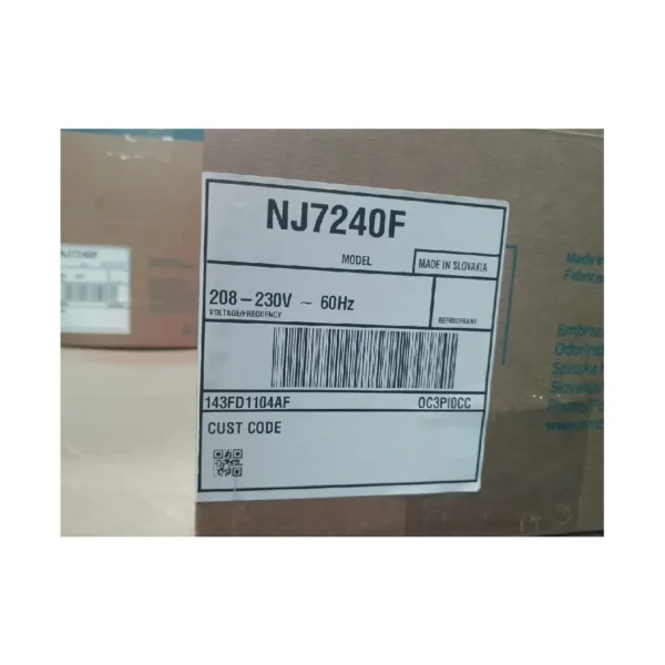 COMPRESOR HERMETICO EMBRACO 1 1/2HP NJ7240F R22 220V - Imagen 2