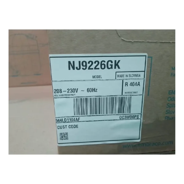 COMPRESOR HERMETICO EMBRACO 1 +HP NJ9226GK R404A 220V - Imagen 2