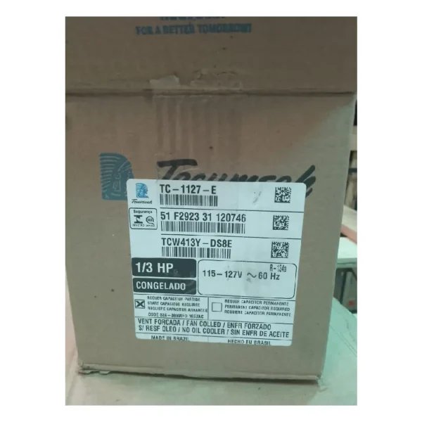 COMPRESOR HERMETICO TECUMSEH BRASIL 1/3HP TCW413Y R134A 110V - Imagen 2
