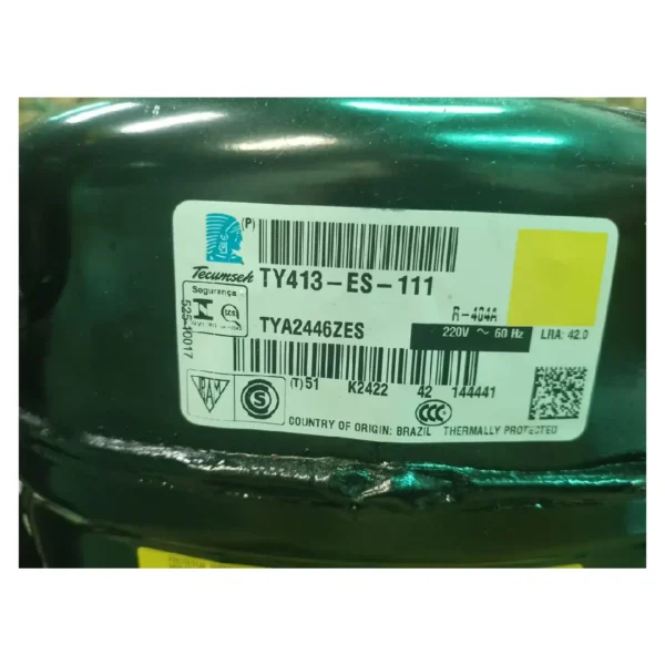 COMPRESOR HERMETICO TECUMSEH BRASIL 1 1/2HP TYA2446ZES  R404A 220V - Imagen 3